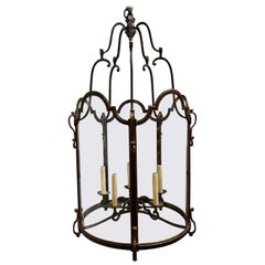 Wonderful French Regency Wrought Iron Gold Gilt Large Glass Lantern Chandelier