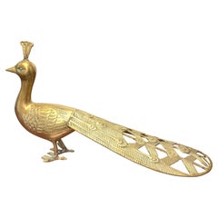 Mid-Century Solid Brass Peacock