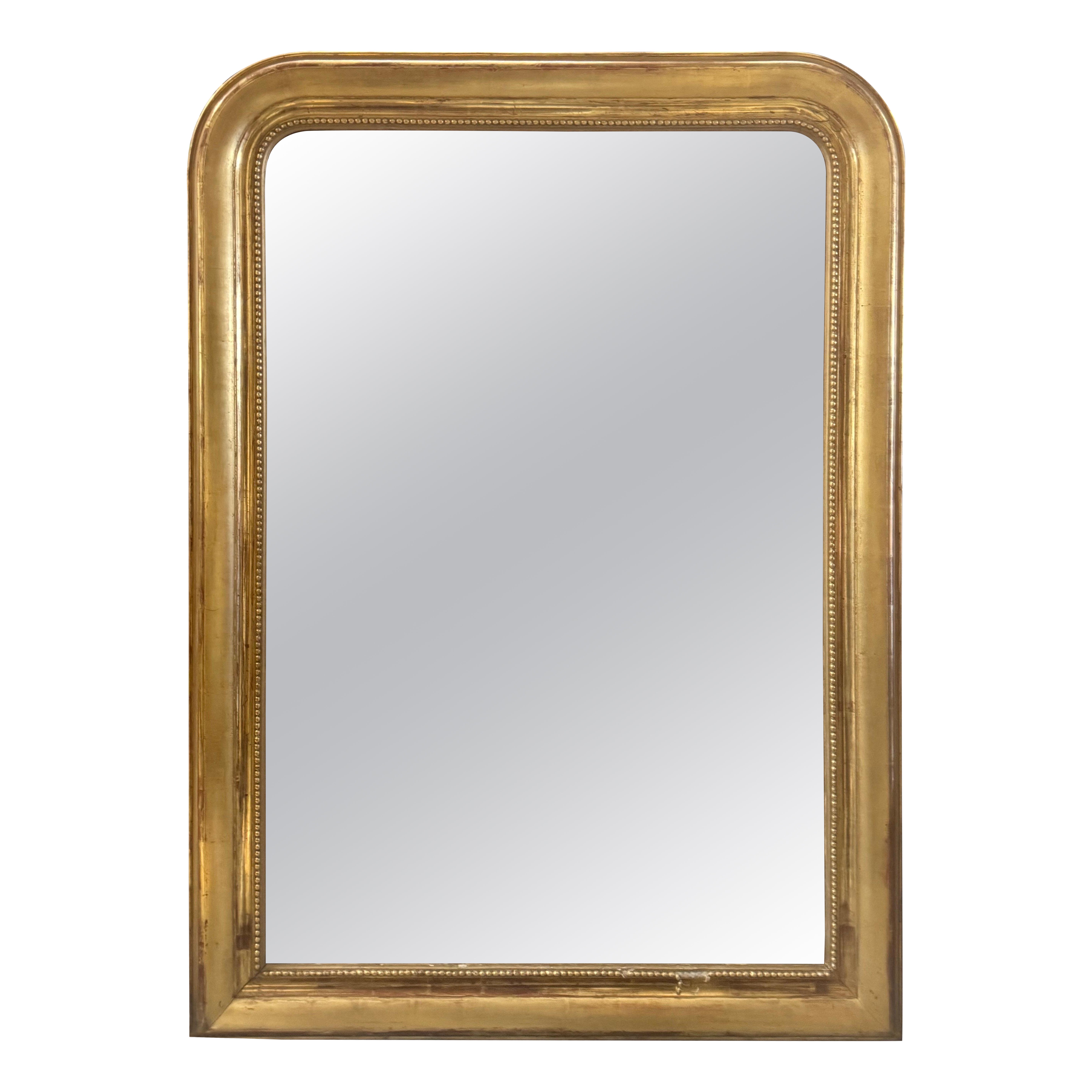 Antique French Louis Philippe Gilt Statement Wall Floor Mirror Circa 1880