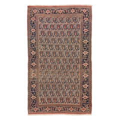4 x 6 Antique Malayer Persian Beige Wool Rug with Boteh Design