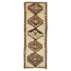 Beige Antique Malayer Persian Wool Runner with Tribal Design