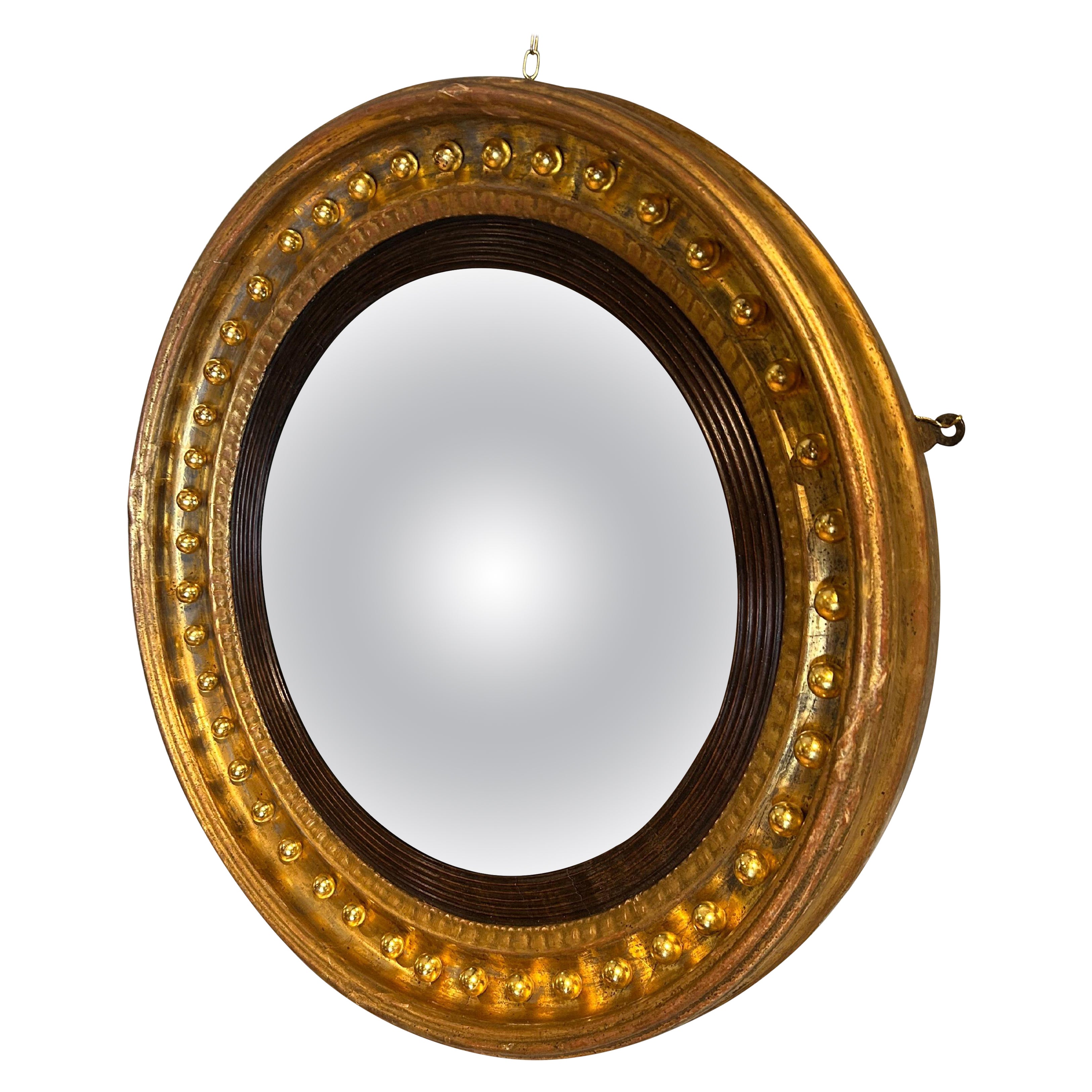 English Regency Gilt Convex Mirror