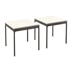 Tables d'appoint TA.18G en acier inoxydable et pierre de Nicos Zographos, vers 1990