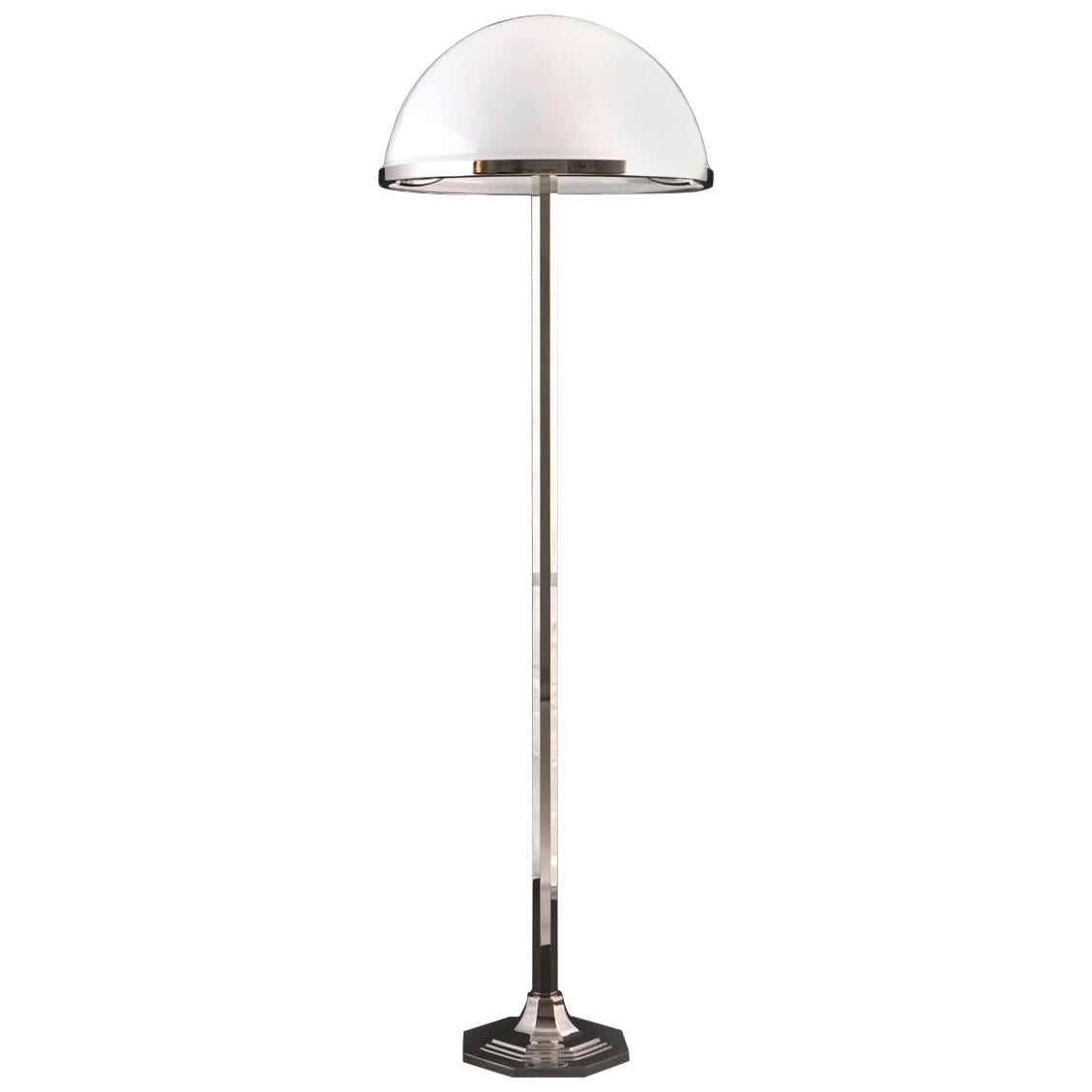 Josef Hoffmann Jugendstil Stehleuchte aus Messing und Opalglas, Re-Edition