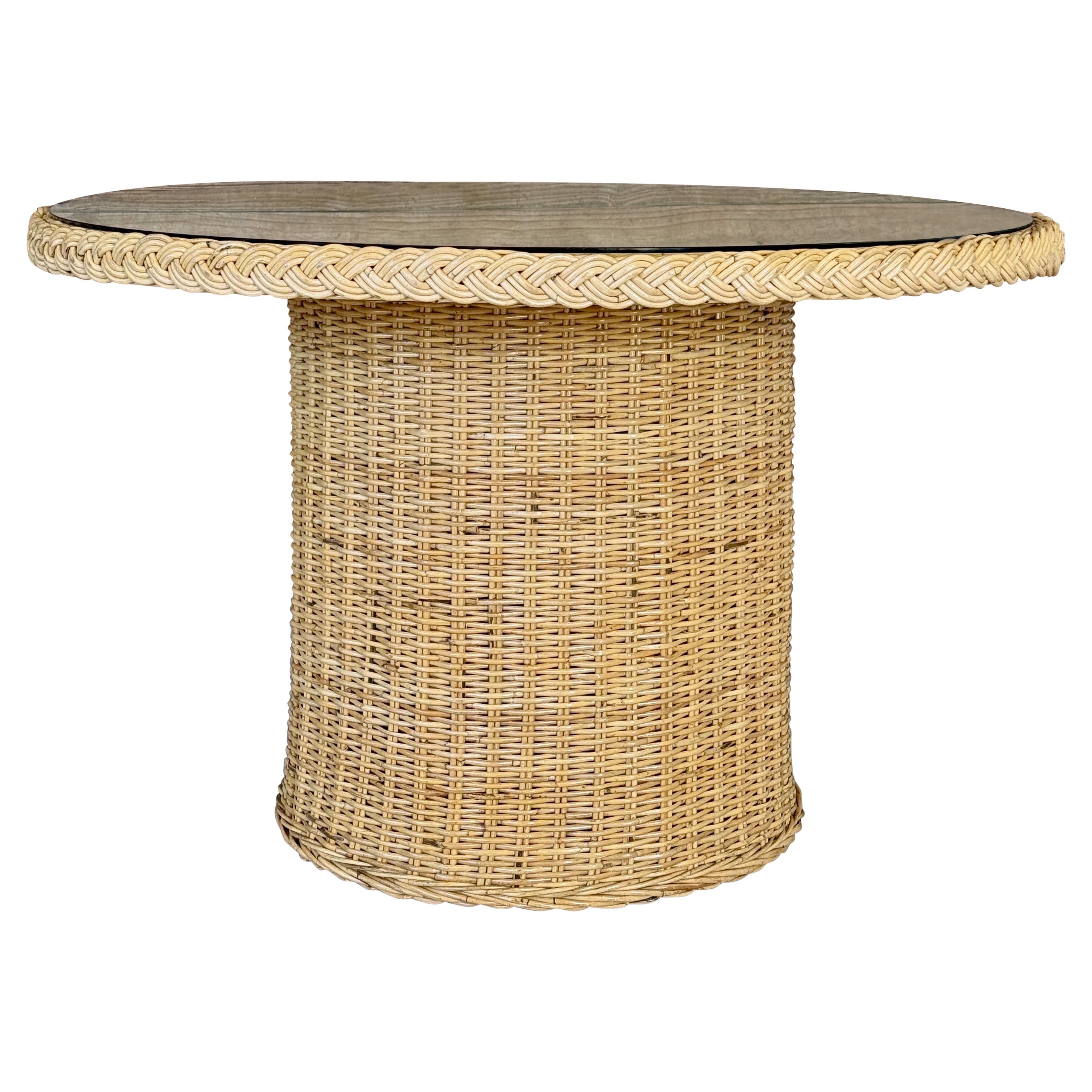 Table de salle à manger en rotin tressé organique et moderne par Wicker Works