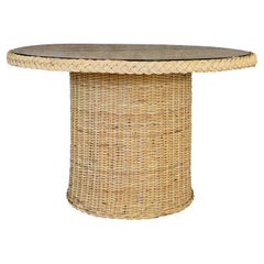 Organic Modern Coastal Rattan Braid Dining Table by Wicker Works