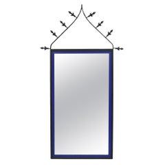 Vintage Gothic Renaissance Large Wrought Iron Metal Arched "Spear" Wall Mirror