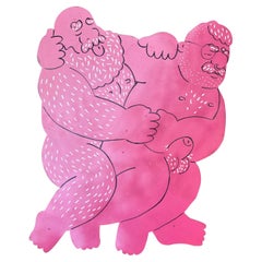 BEARPAD “Kent + Rob” Extra-Large Figurative Painting on Cutout Masonite, 2021