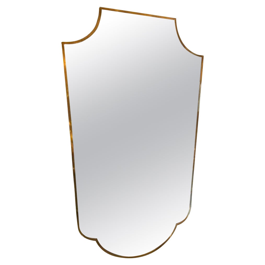 Midcentury Brass Mirror-Shield Like Shape, Italy