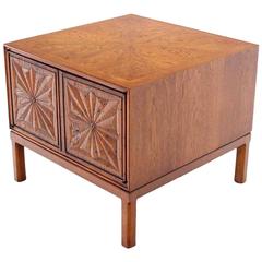 Cube Shape Carved Front Stand End Table Cabinet 5
