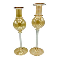 Juego de velas de cristal de Murano dorado , Italia