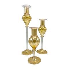 Juego de velas de cristal de Murano dorado , Italia