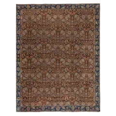 Doris Leslie Blau Antique Indian Brown Tapis de laine fait main par Doris Leslie Blau