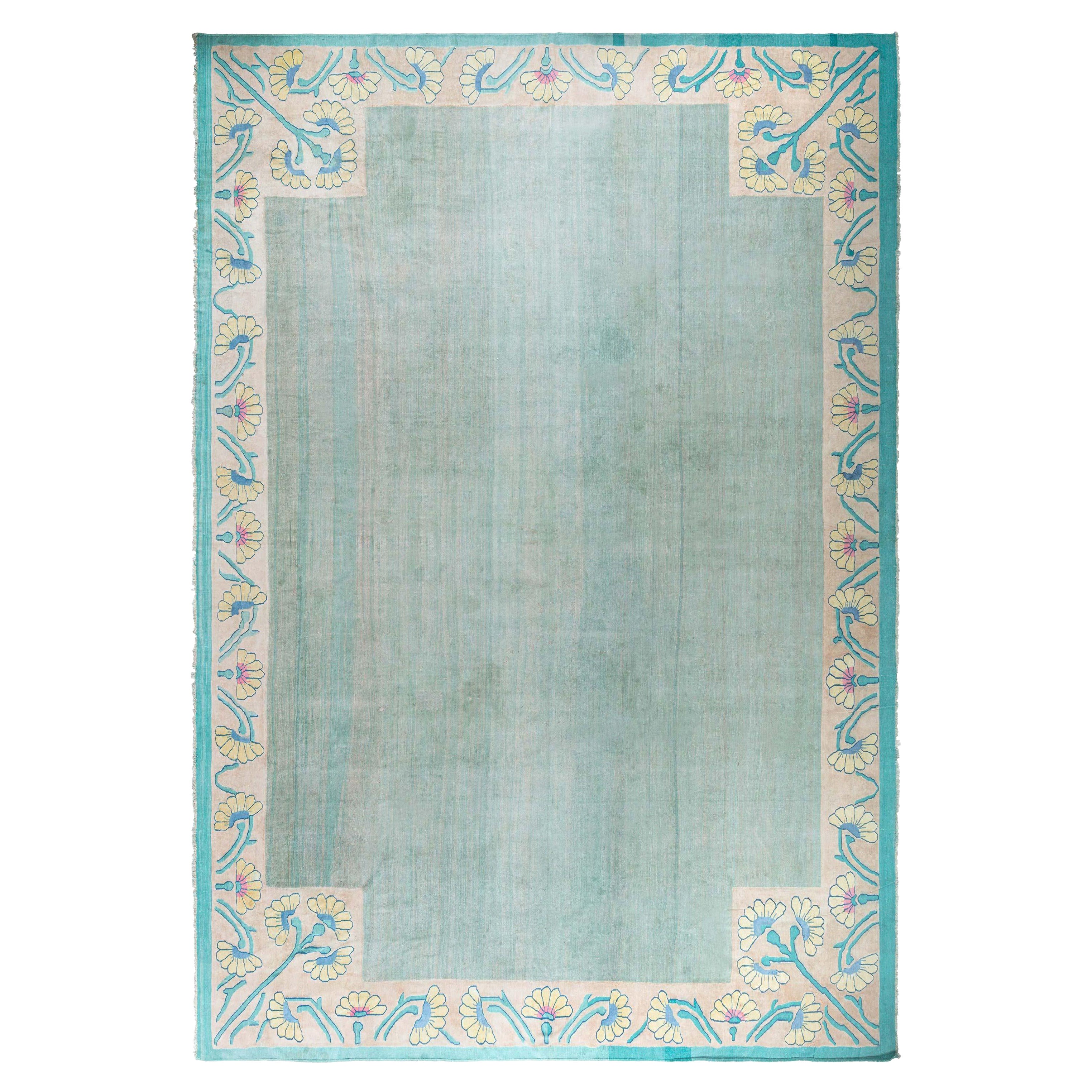 Doris Leslie Blau Vintage Indian Dhurrie Rug with Floral Border
