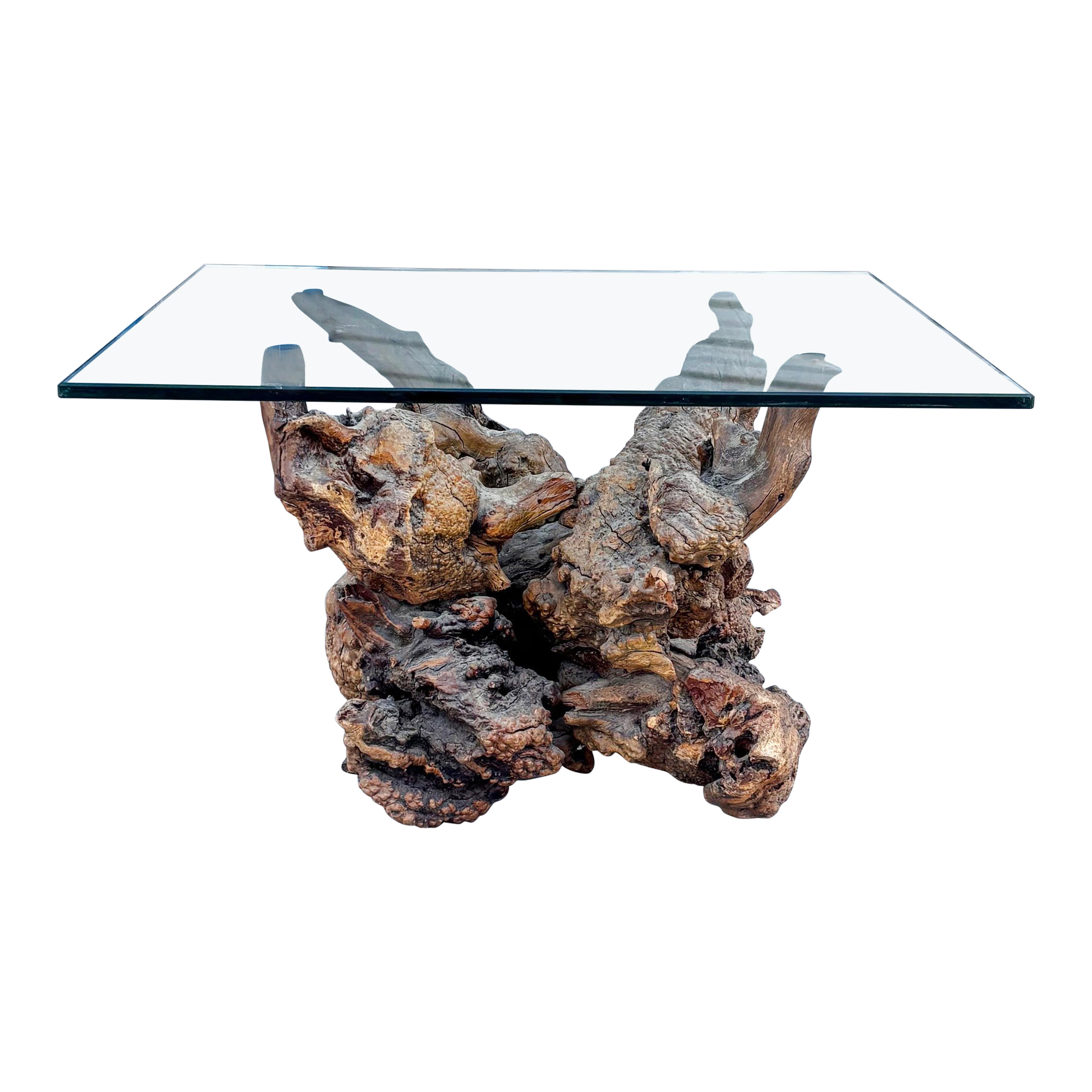 Vintage Glass Burlwood Side Table