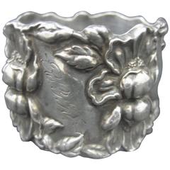 Sterling Silver Bearded Iris Initialed Napkin Ring