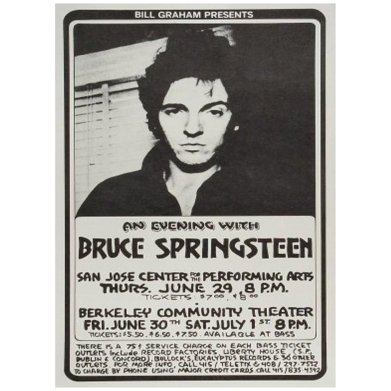 1978 Bruce Springsteen - San Jose & Berkeley Original Vintage Poster