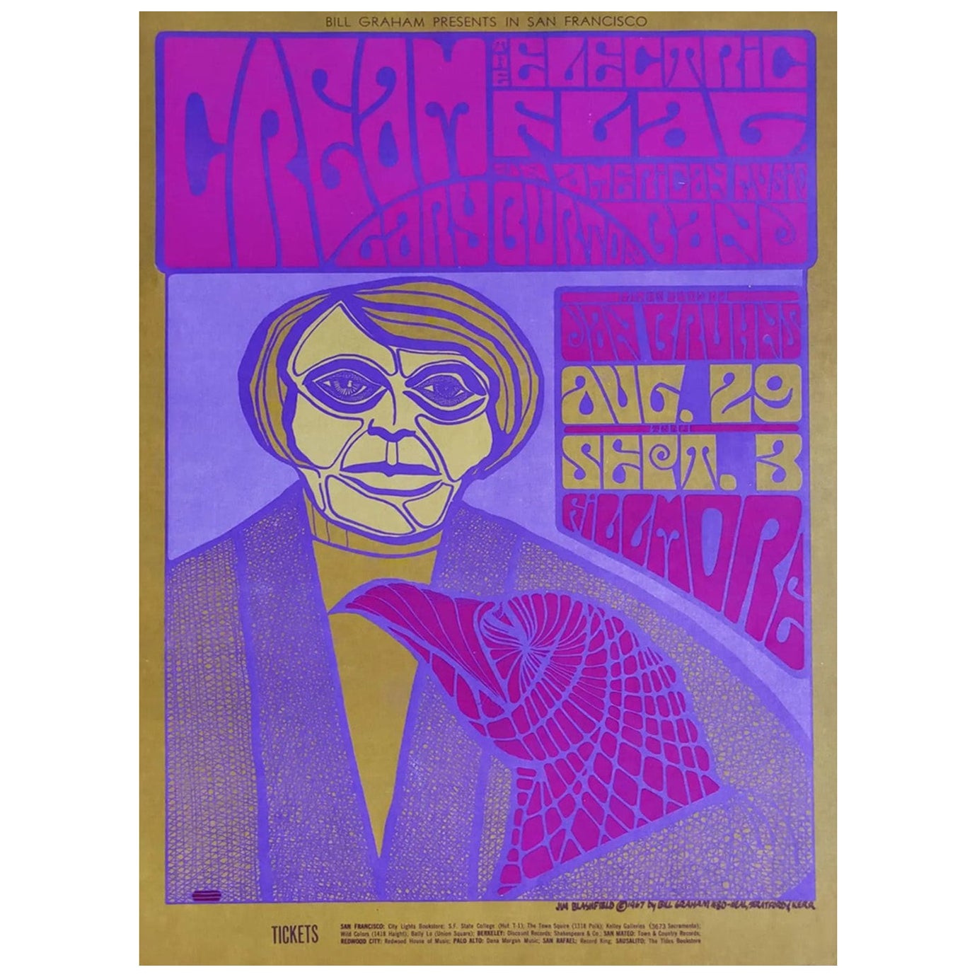 1967 Cream - Fillmore Poster originale d'epoca