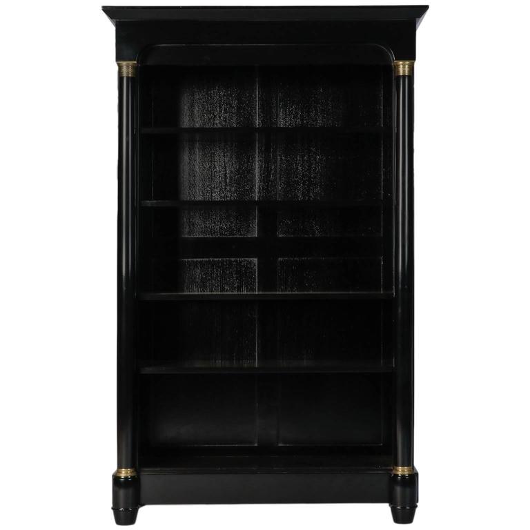 Empire Style Bookcase with Ebonized Finish and Brass Trim at 1stDibs