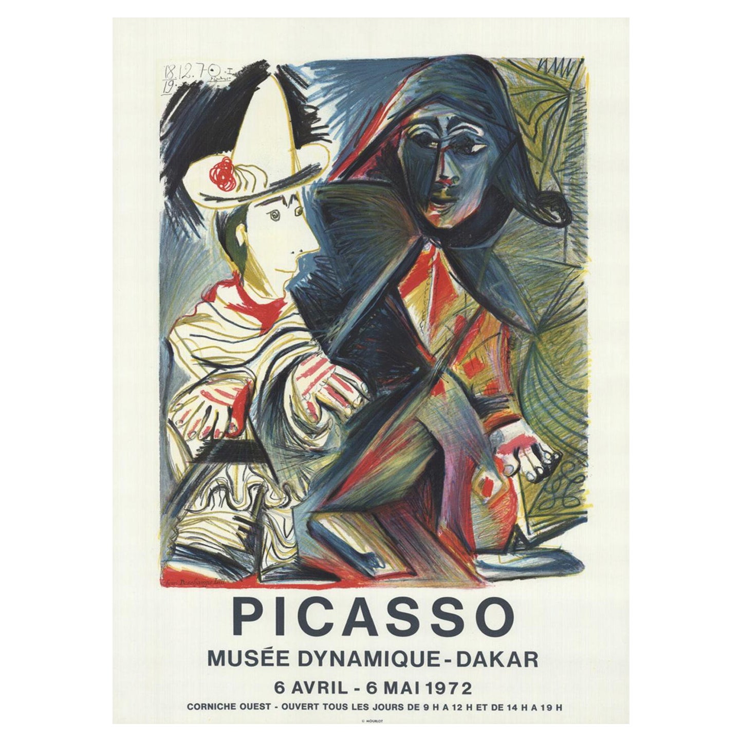 Affiche vintage d'origine Dakar, Pablo Picasso, Dynamique des musées, 1972