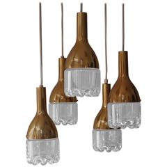 Italian Brass and Glass Ceiling Light 2