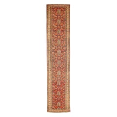 Persian Malayer Runner Rug - Wool Ivory Navy Blue Red 73925