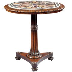 English Walnut and Marble Specimen Pedestal Table