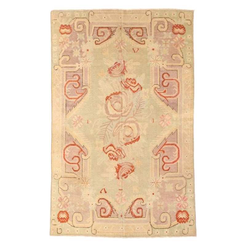Tappeto russo Khotan di piccole dimensioni, circa 1940 - Lana Verde Rosa Rosso 73800 in vendita