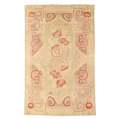 Russischer Khotan-Teppich aus Wolle, um 1940, grün, rosa und rot, 73800