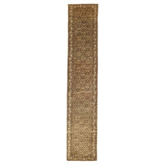 Persischer Malayer Läufer Teppich - Wolle Brown Elfenbein 73989