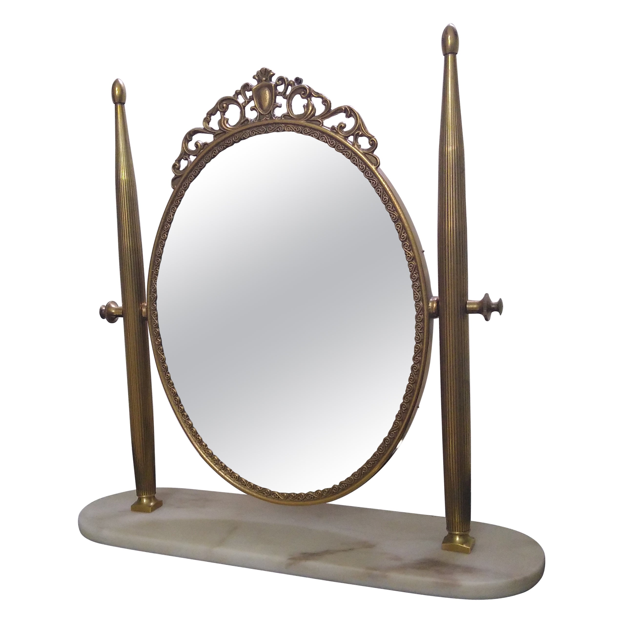 Brass Vanity Mirror, Italy 1950s
