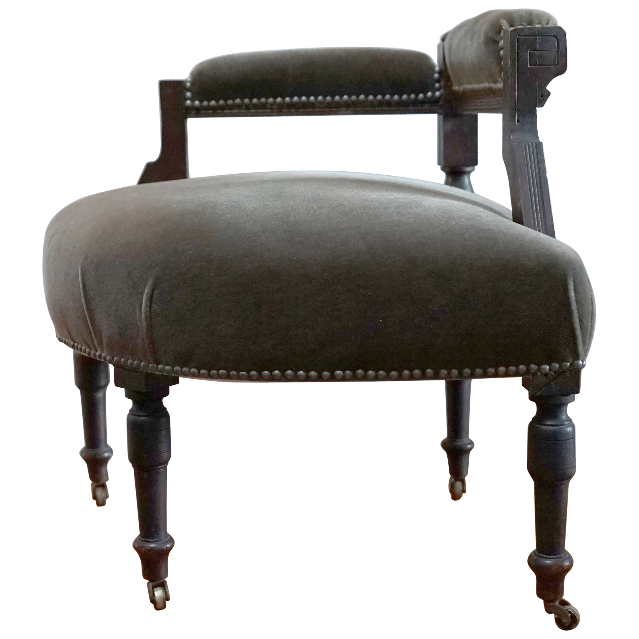 Italian Mohair Corner Chair from England, 19th Century, Reimagined