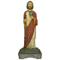 19th Century Saint Judas Wood Sculpture 9