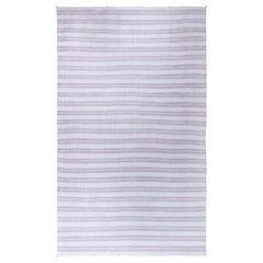 Doris Leslie Blau Vintage Indian Dhurrie Striped Beige Purple Rug