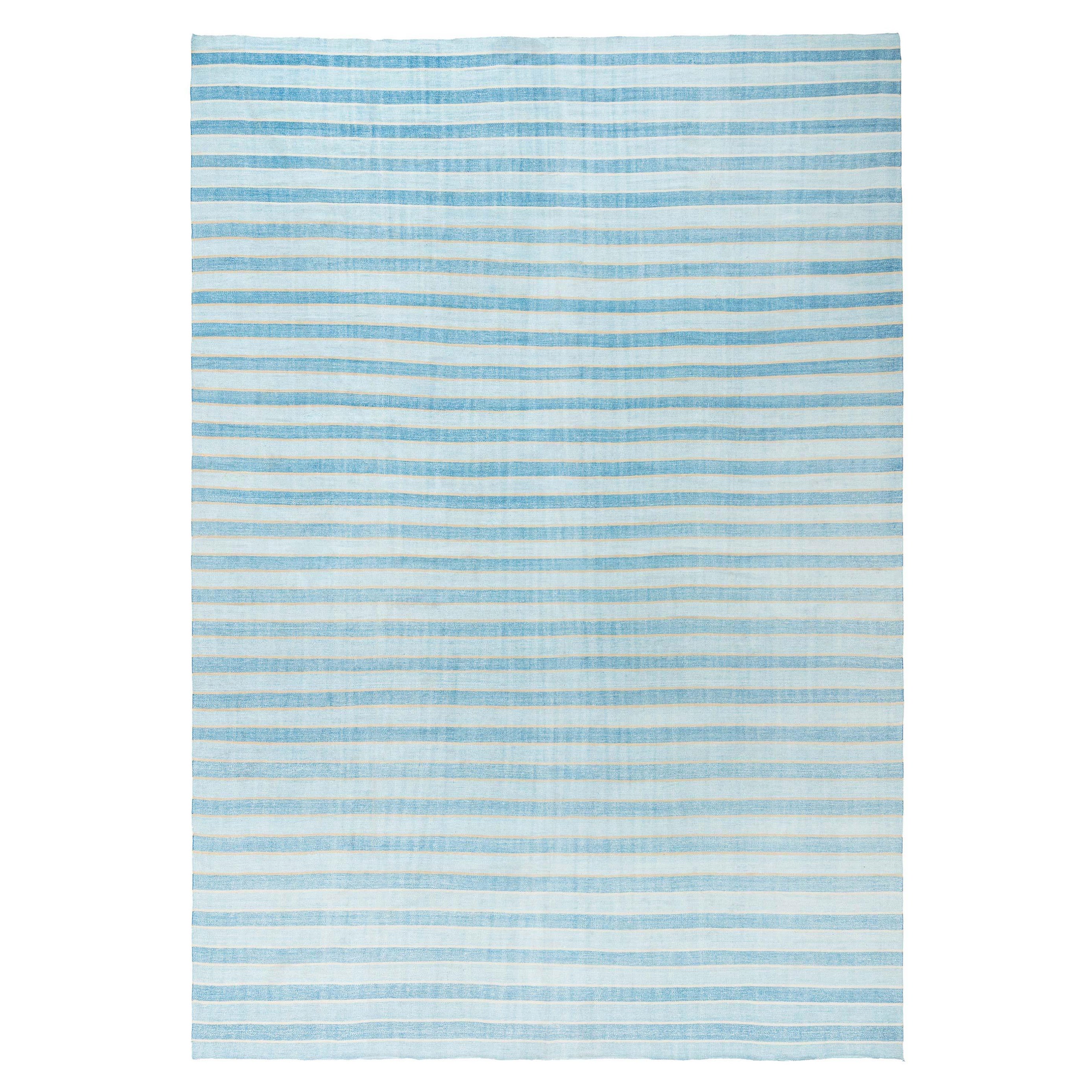 Alfombra Doris Leslie Blau Vintage Indian Dhurrie Striped Azul