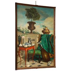 Antique "Still Life Painting of a Garden Terrace, " Oil on Canvas, French, circa 1820