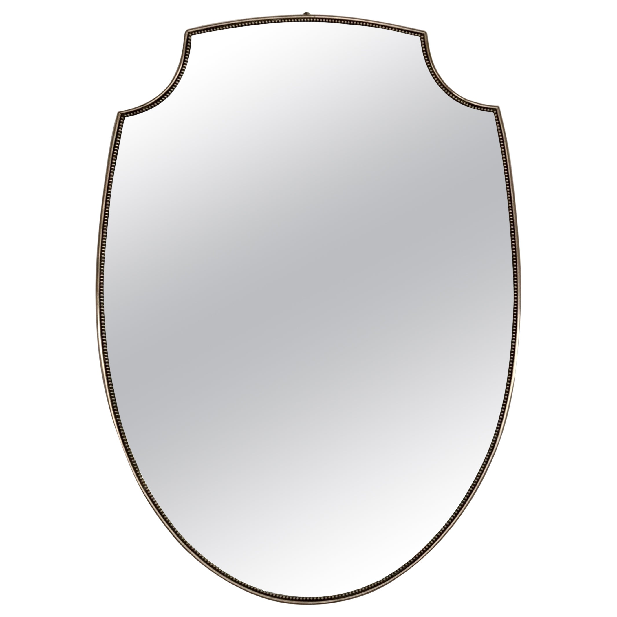 Italian Midcentury Large Vintage Wall Mirror with Brass Frame, 1970s