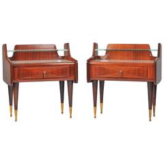 Pair of Italian Rosewood Bedside Cabinets, circa 1950