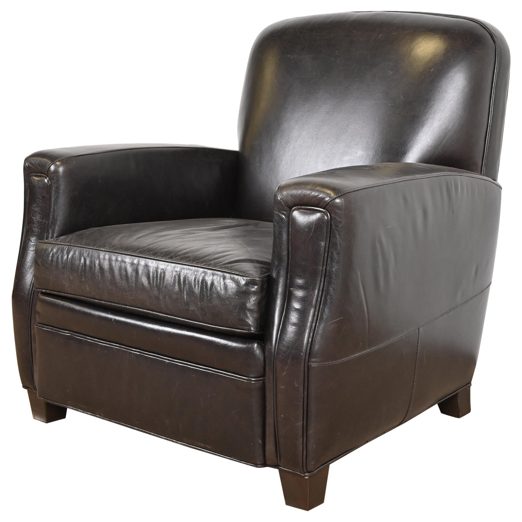 Sedia da salotto moderna in pelle nera Art Deco