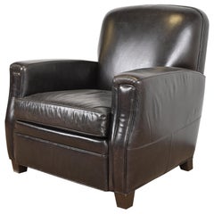 Sedia da salotto moderna in pelle nera Art Deco