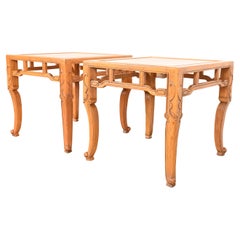 Michael Taylor for Baker Furniture Hollywood Regency Chinoiserie Nightstands