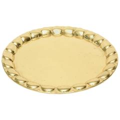 Hand-Hammered Circular Polished Brass Monumental Serving/Barware Tray 9