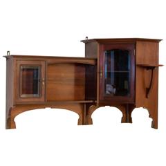 Antique Rare Large Dutch Art Nouveau Wall Cabinet, 1900s