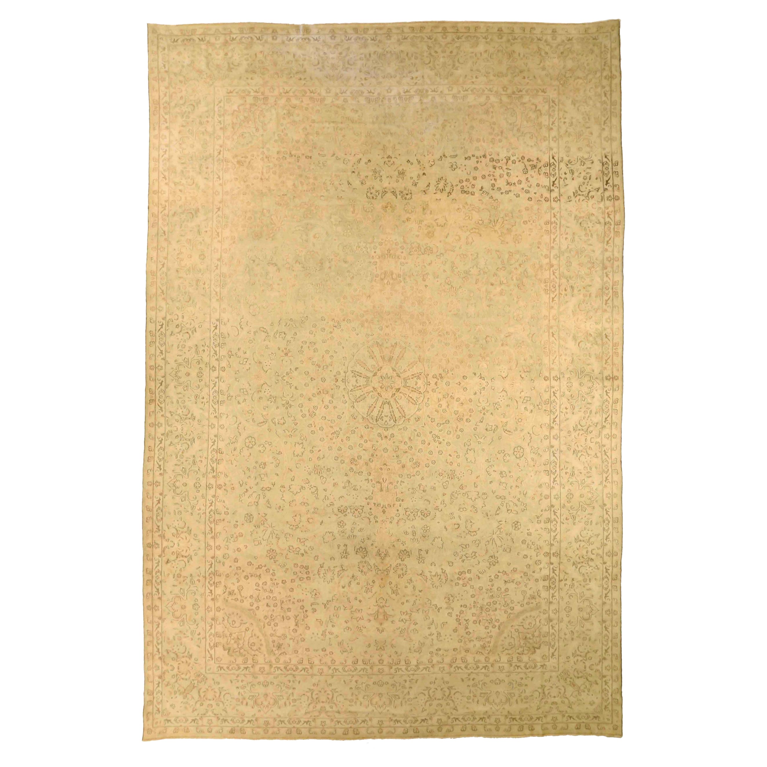 Persian Kerman Over Size Rug Circa 1880 - Wool Ivory Design - 76046