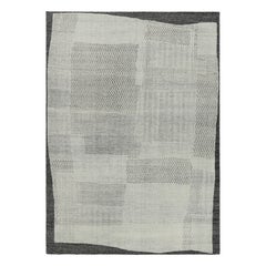Rug & Kilim's individuelles Teppichdesign in Schwarz und Weiß mit geometrischen Mustern
