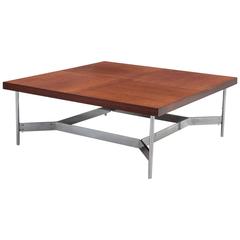Large Square Coffee Table in Teak and Steel 8