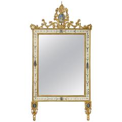 Italian Neoclassical Period Painted and Parcel Giltwood Mirror, circa 1820