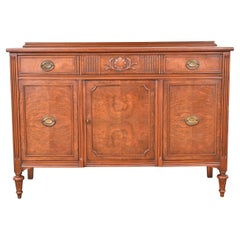Bernhardt French Regency Louis XVI Burled Walnut Sideboard Buffet or Bar Cabinet