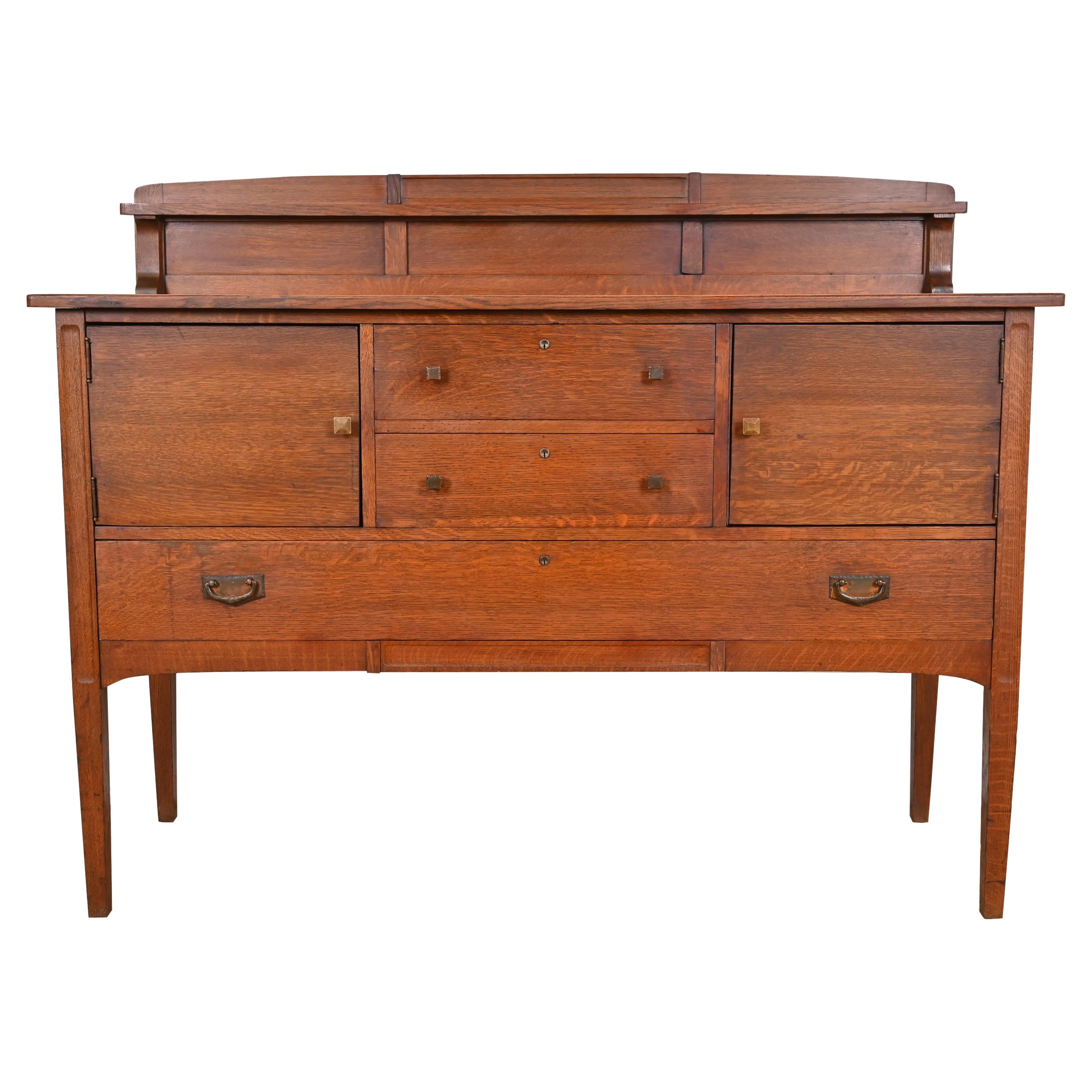 Buffet ou meuble de bar Limbert Antique Mission Arts & Craft Oak Sideboard Buffet ou meuble de bar