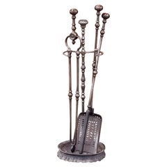 Antique English Georgian Fireplace Tool Set or Fire Irons, Early 19th Century, Neoclassi